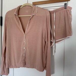 Gap Women’s Dusty Rose Button-Up Sleep Shirt & Shorts Set